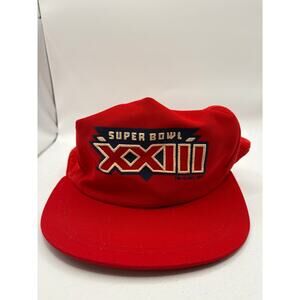 Vintage 90s Super Bowl XXIII Trucker Hat Cap Mesh Back Snapback Red OSFA USA
